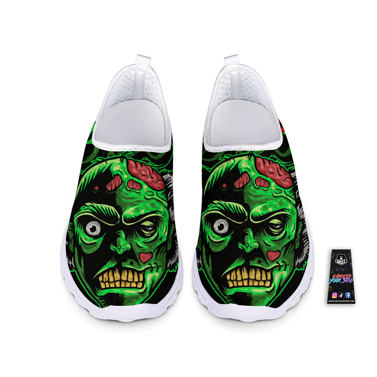 Zombie Brain Halloween Print Nurse Shoes-grizzshop