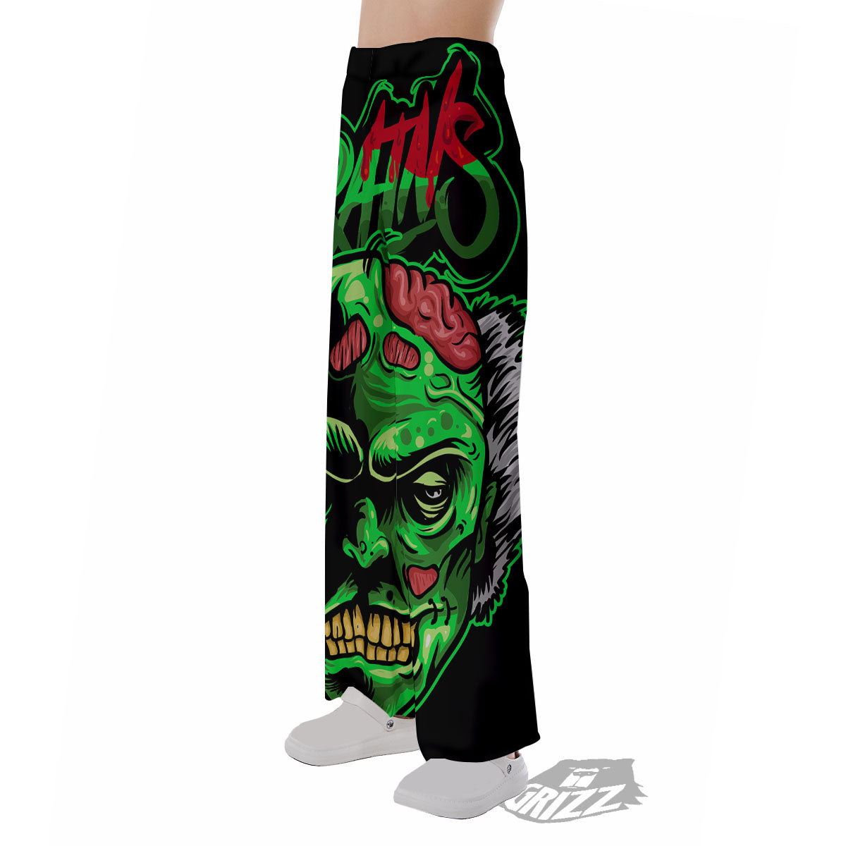 Zombie Brain Halloween Print Pajama Pants-grizzshop