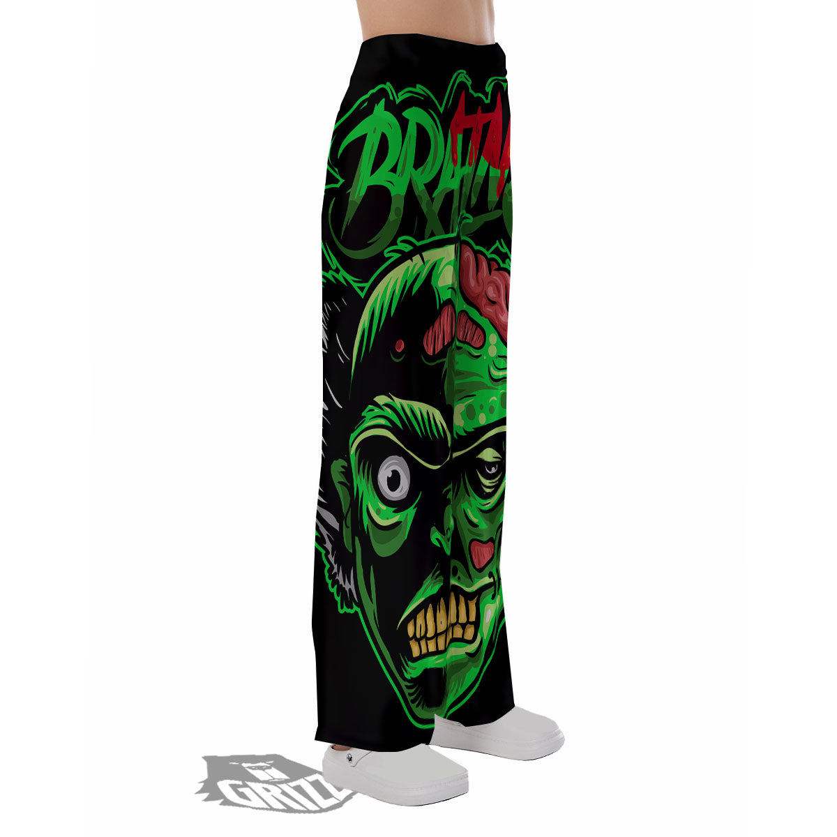 Zombie Brain Halloween Print Pajama Pants-grizzshop