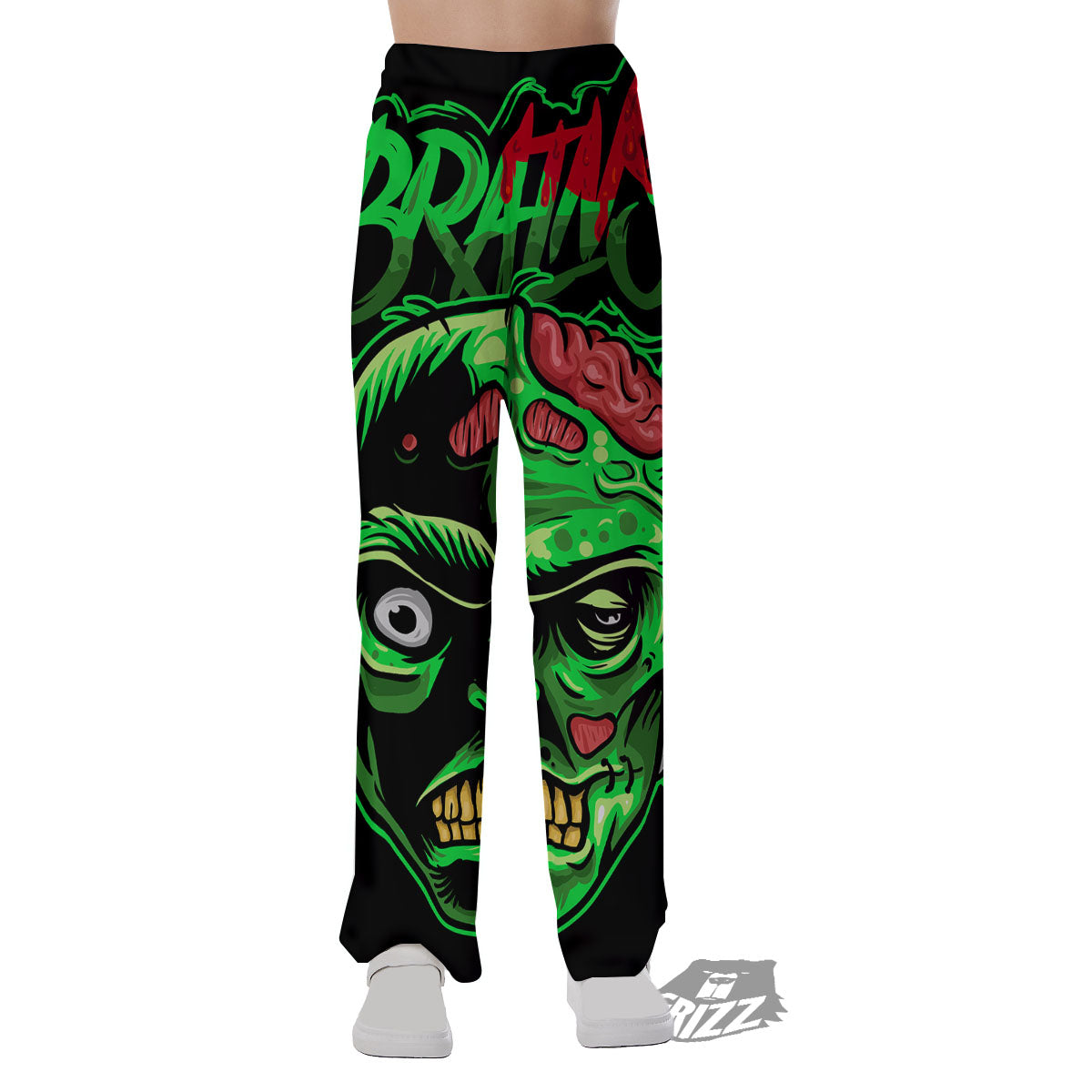 Zombie Brain Halloween Print Pajama Pants-grizzshop