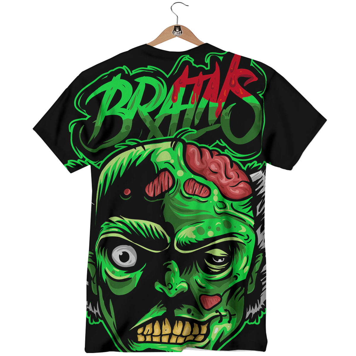 Zombie Brain Halloween Print T-Shirt-grizzshop