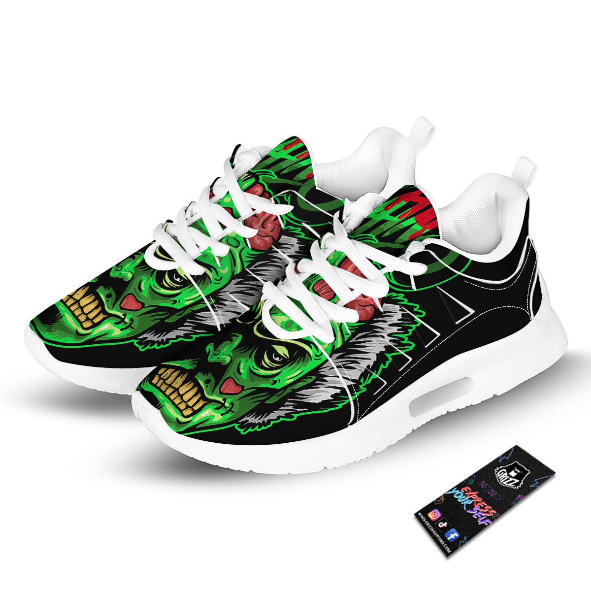 Zombie Brain Halloween Print Tennis Shoes-grizzshop