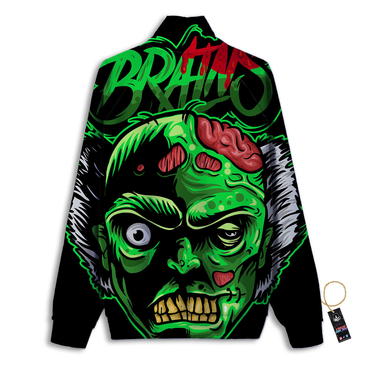 Zombie Brain Halloween Print Track Jacket-grizzshop