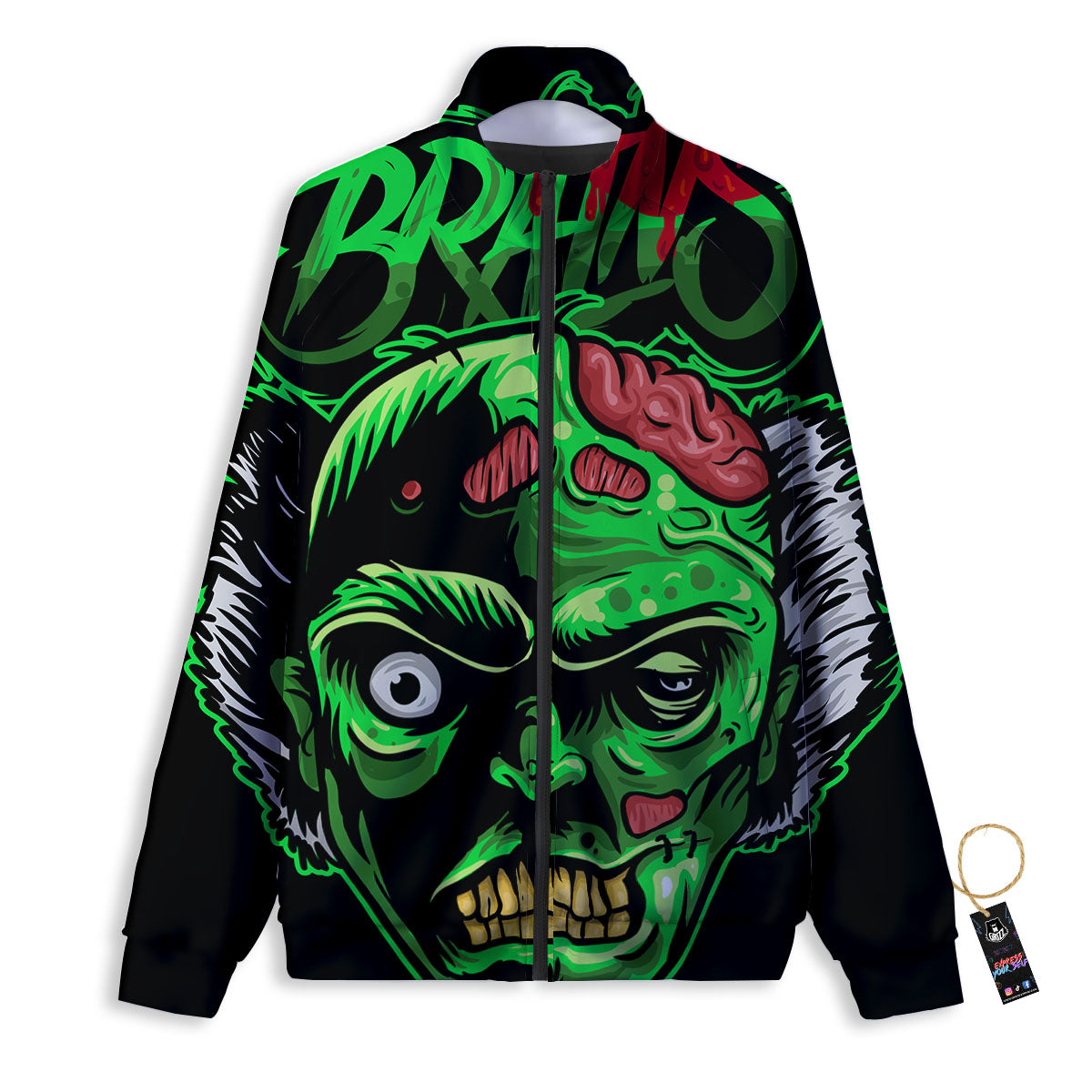 Zombie Brain Halloween Print Track Jacket-grizzshop