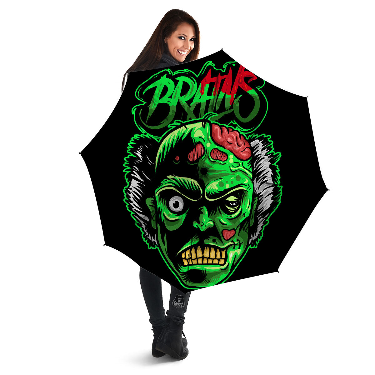Zombie Brain Halloween Print Umbrella-grizzshop