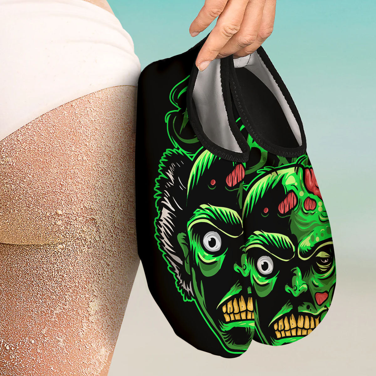 Zombie Brain Halloween Print Water Shoes-grizzshop