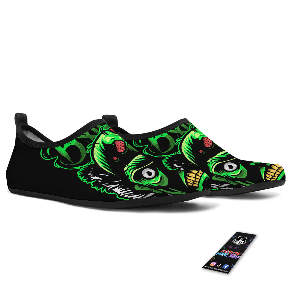 Zombie Brain Halloween Print Water Shoes-grizzshop