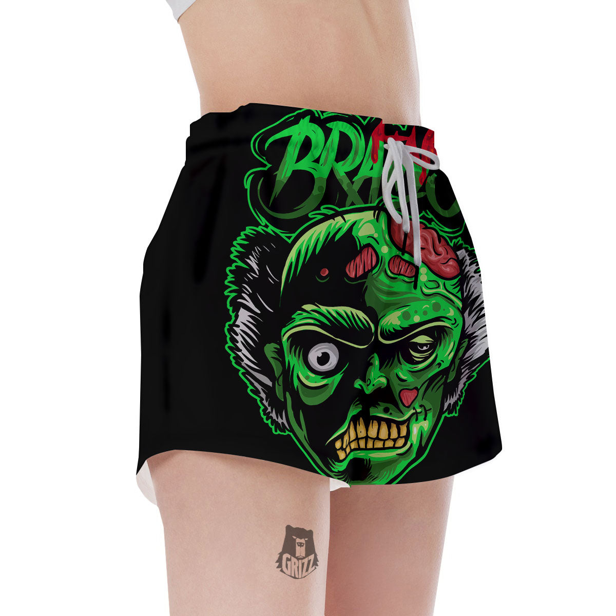 Zombie Brain Halloween Print Women's Shorts-grizzshop