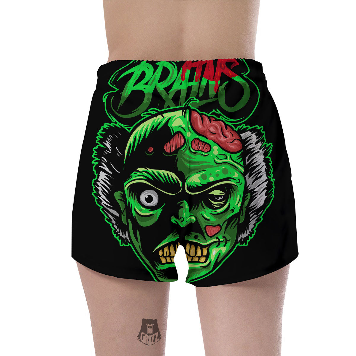 Zombie Brain Halloween Print Women's Shorts-grizzshop