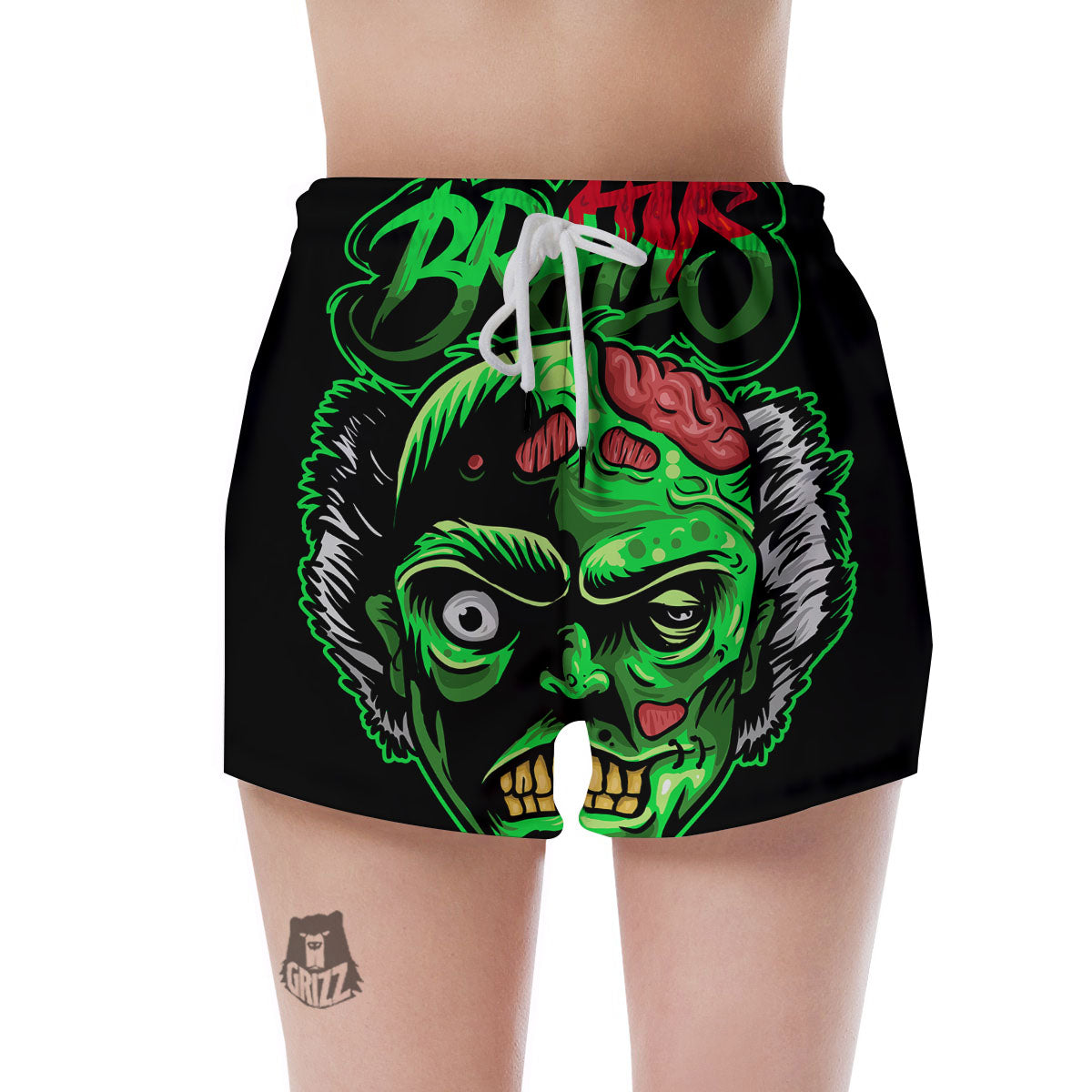 Zombie Brain Halloween Print Women's Shorts-grizzshop