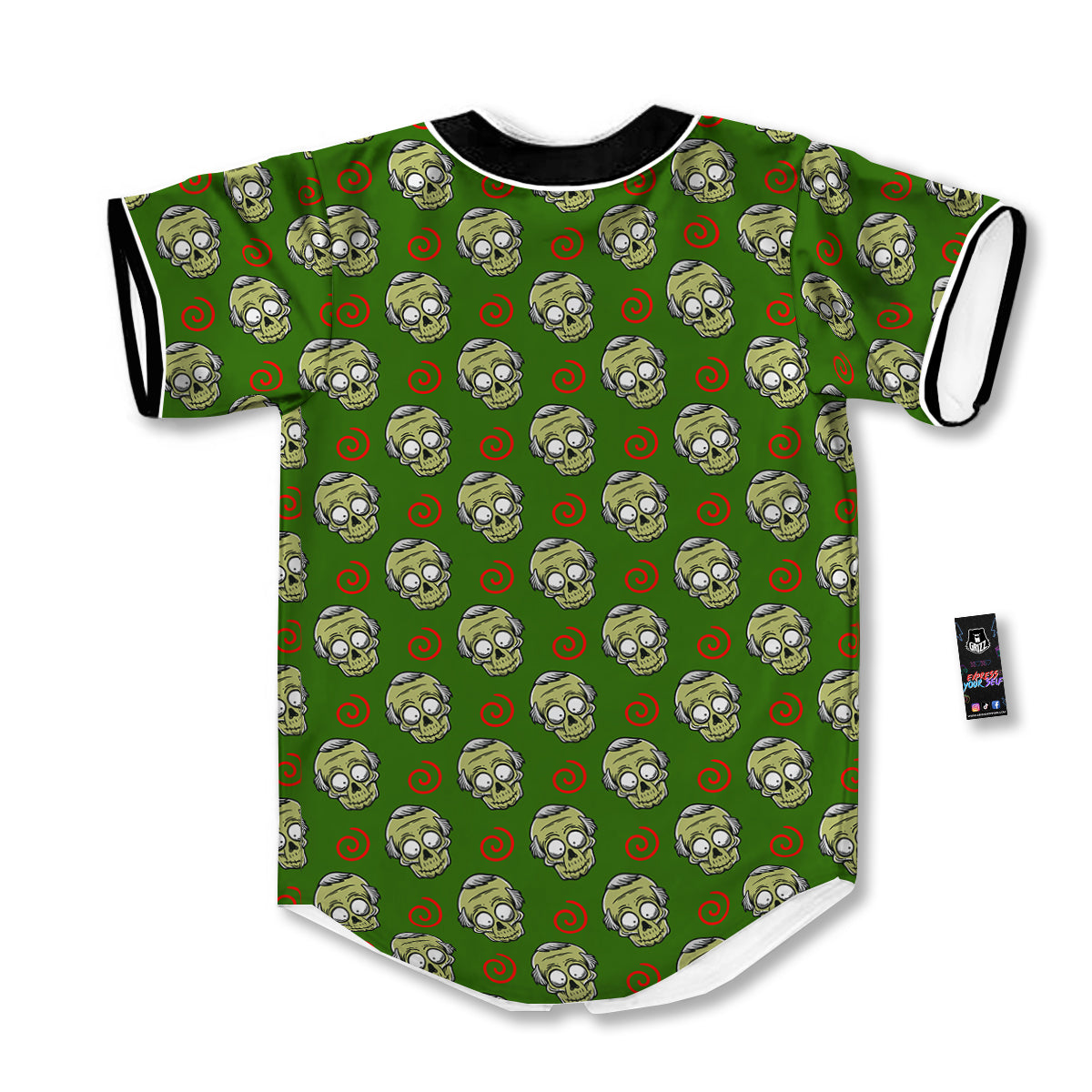 Zombie Cartoon Print Pattern Baseball Jersey-grizzshop