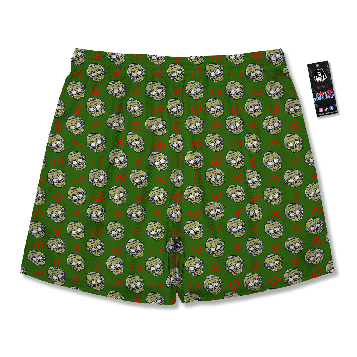 Zombie Cartoon Print Pattern Men's Running Shorts-grizzshop