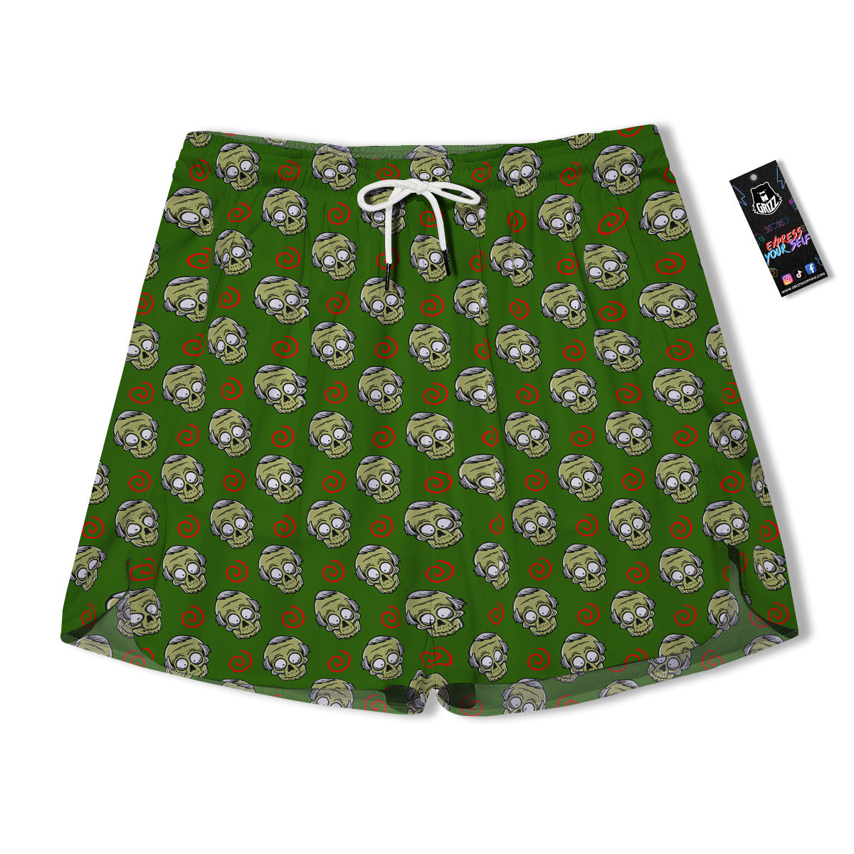 Zombie Cartoon Print Pattern Men's Running Shorts-grizzshop