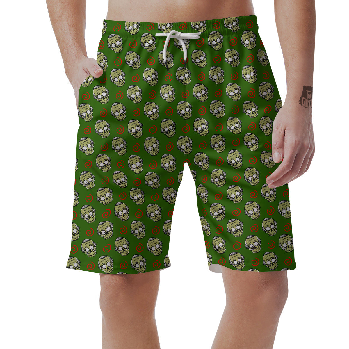 Zombie Cartoon Print Pattern Men's Shorts-grizzshop