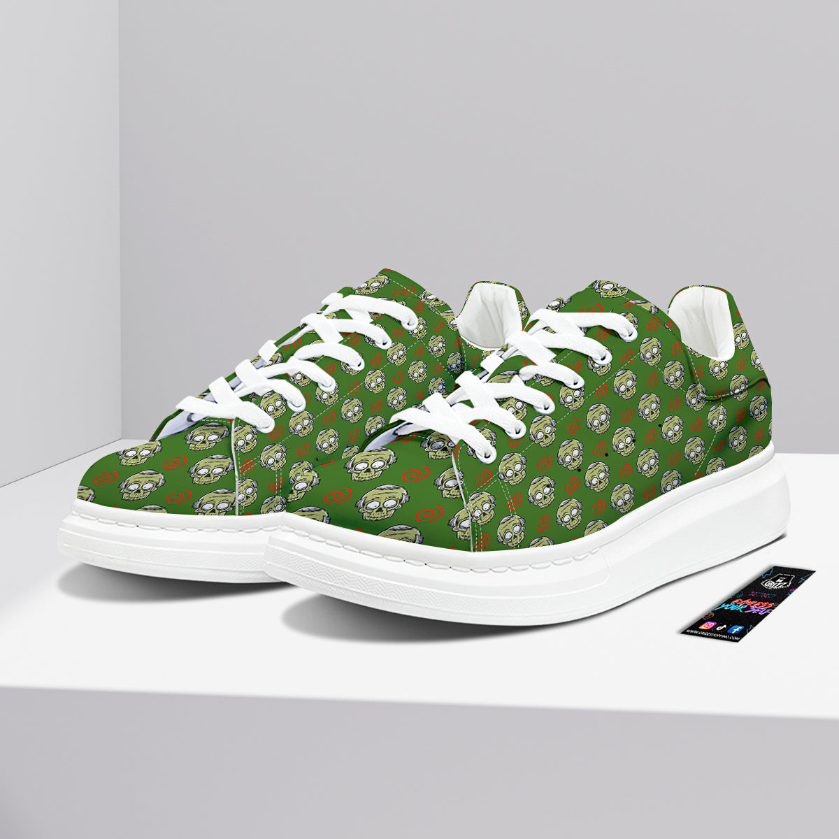 Zombie Cartoon Print Pattern Platform Shoes-grizzshop