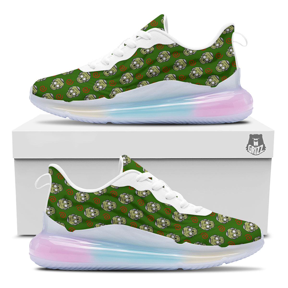 Zombie Cartoon Print Pattern Running Sneakers-grizzshop