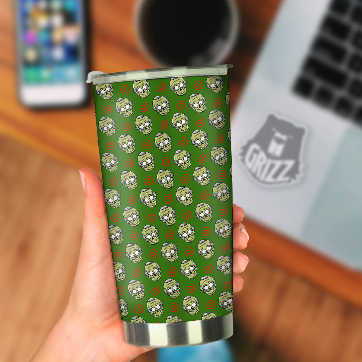 Zombie Cartoon Print Pattern Tumbler-grizzshop