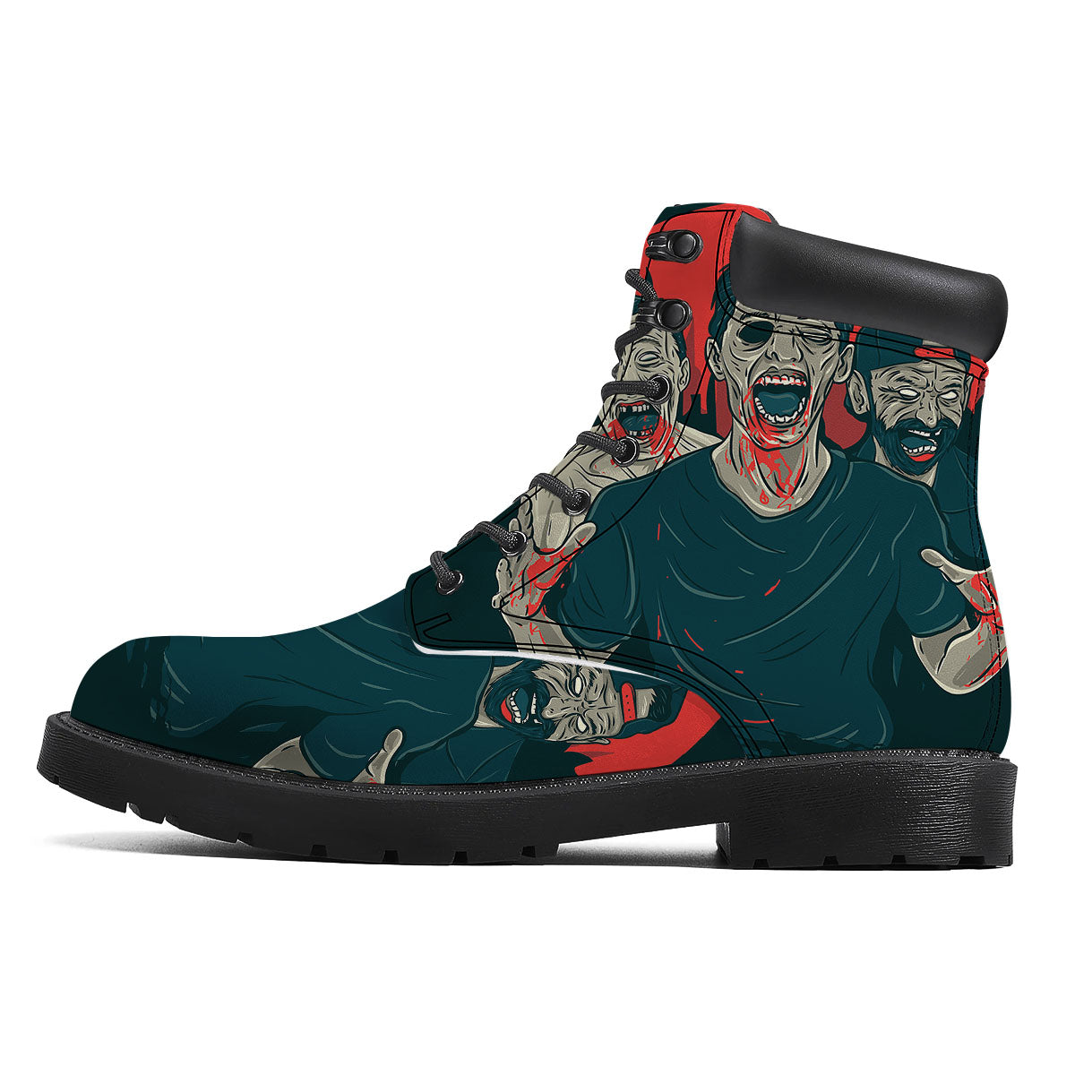 Zombie Crowd Halloween Print Boots-grizzshop
