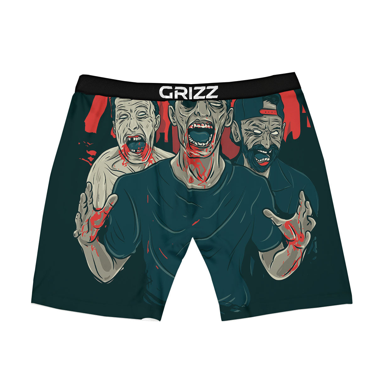 Zombie Crowd Halloween Print Boxer Briefs-grizzshop