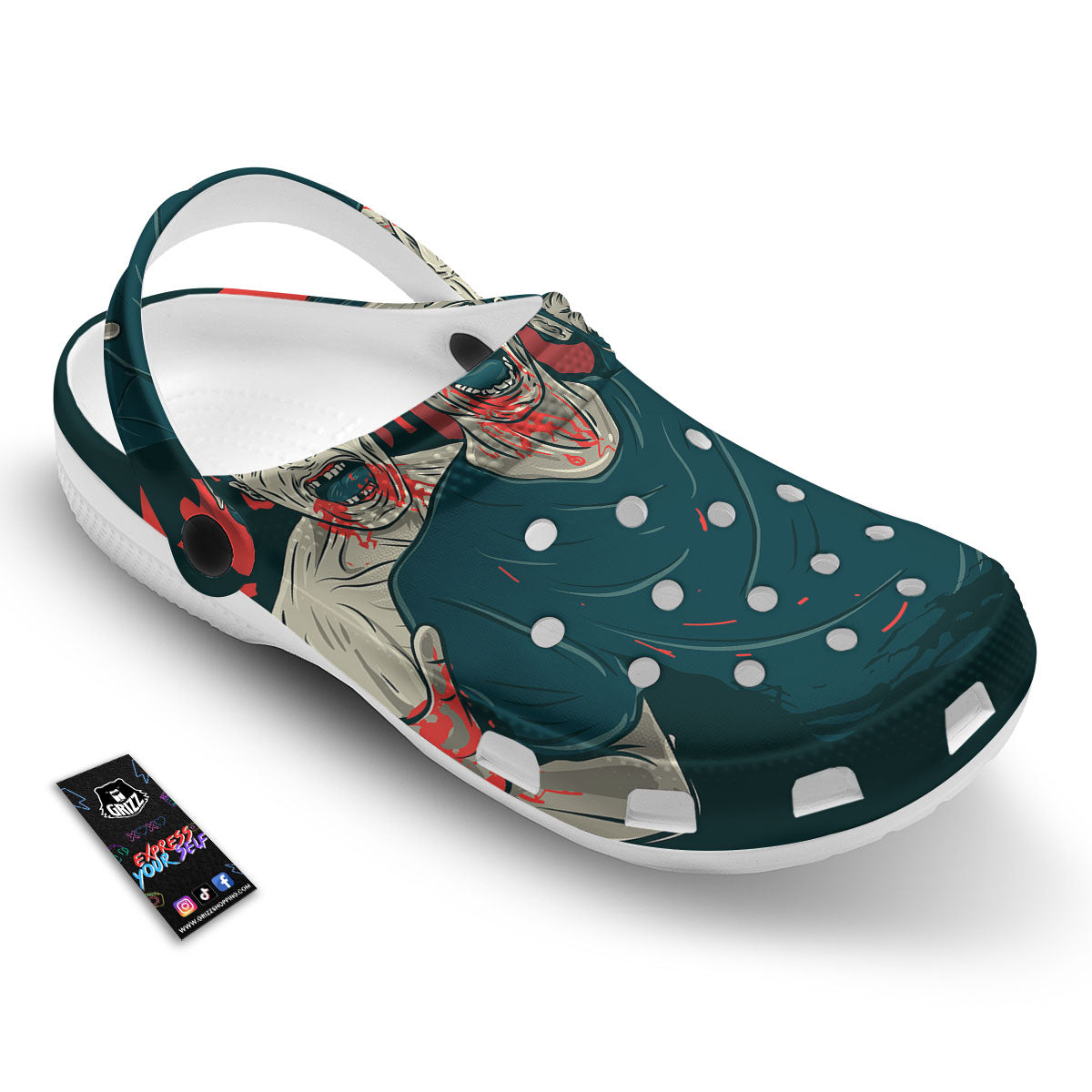 Zombie Crowd Halloween Print Clog-grizzshop