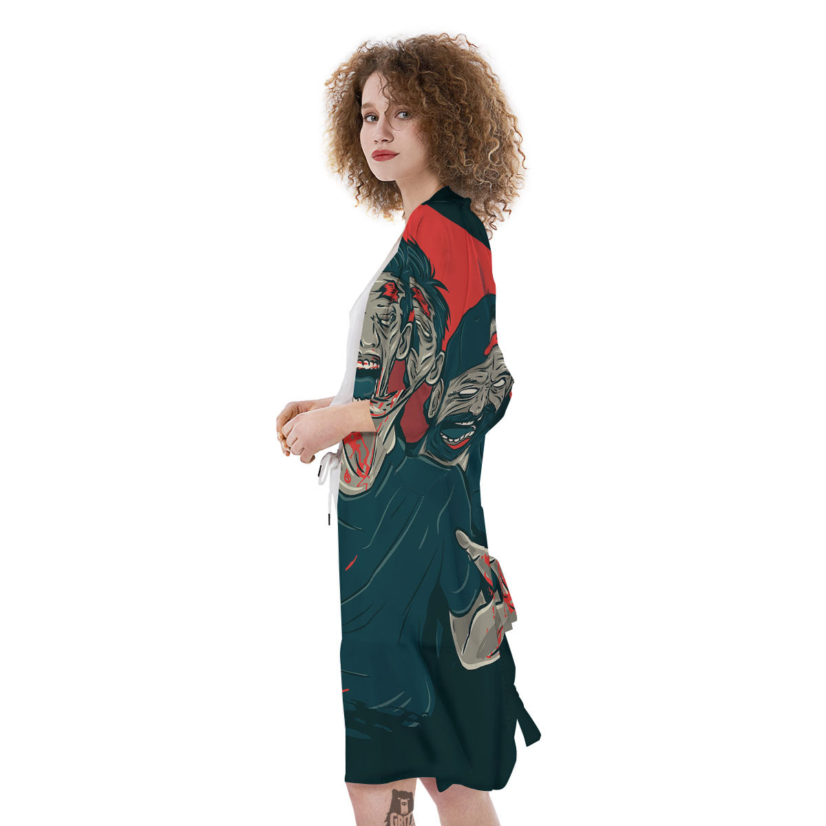 Zombie Crowd Halloween Print Kimono-grizzshop