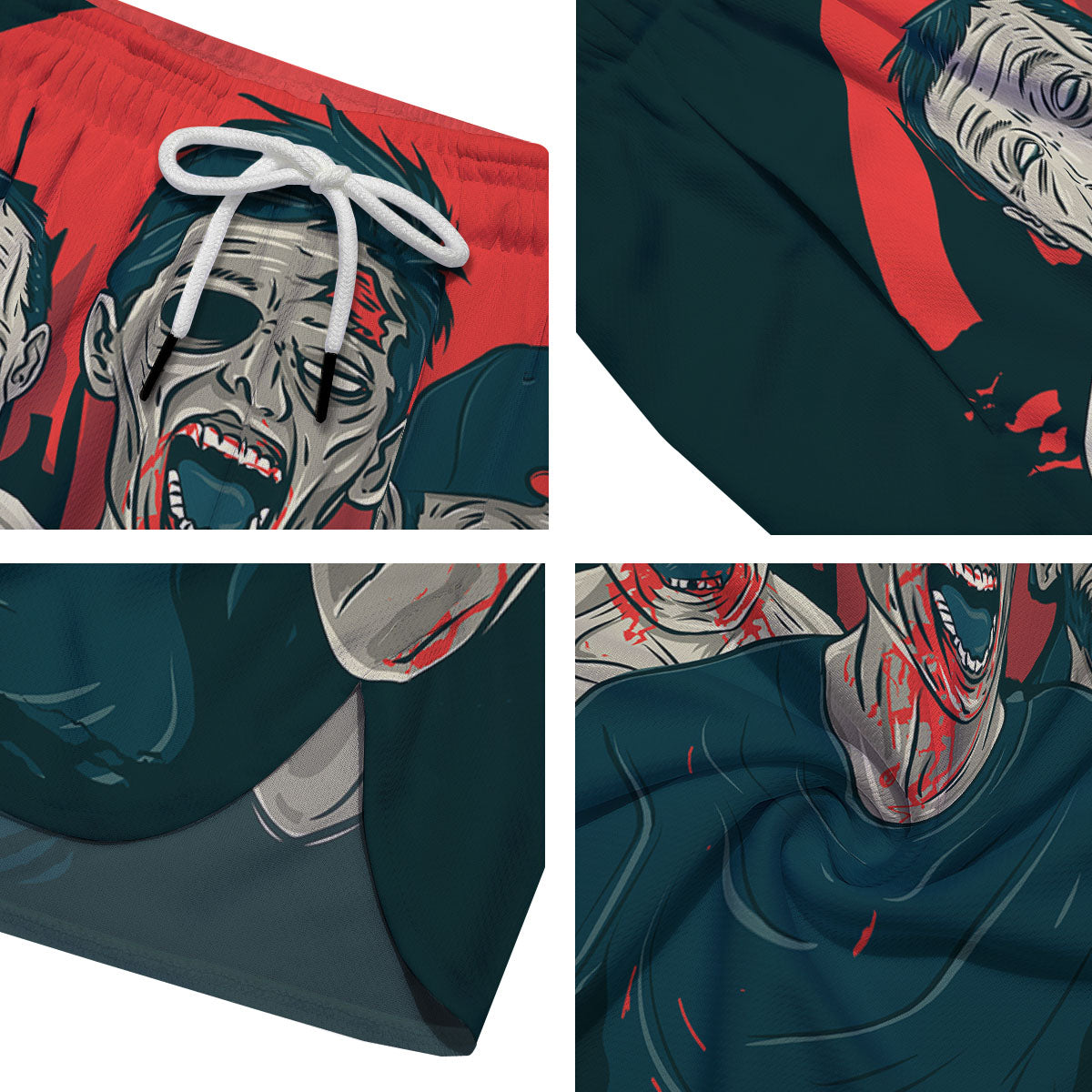 Zombie Crowd Halloween Print Men's Running Shorts-grizzshop