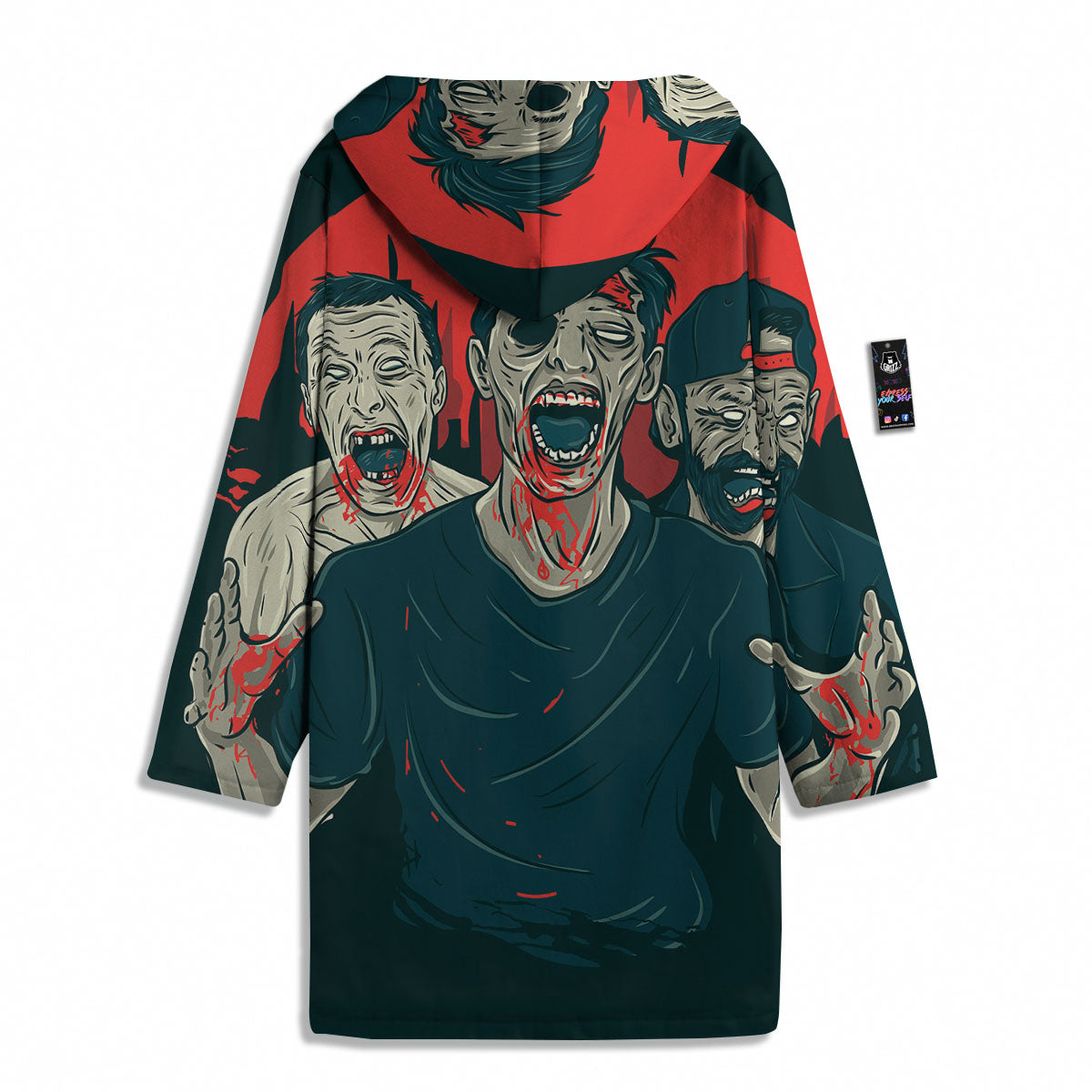 Zombie Crowd Halloween Print Men's Windbreaker Jacket-grizzshop