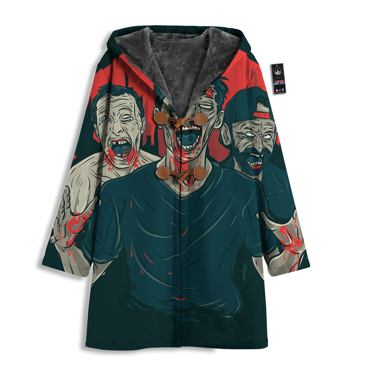Zombie Crowd Halloween Print Men's Windbreaker Jacket-grizzshop