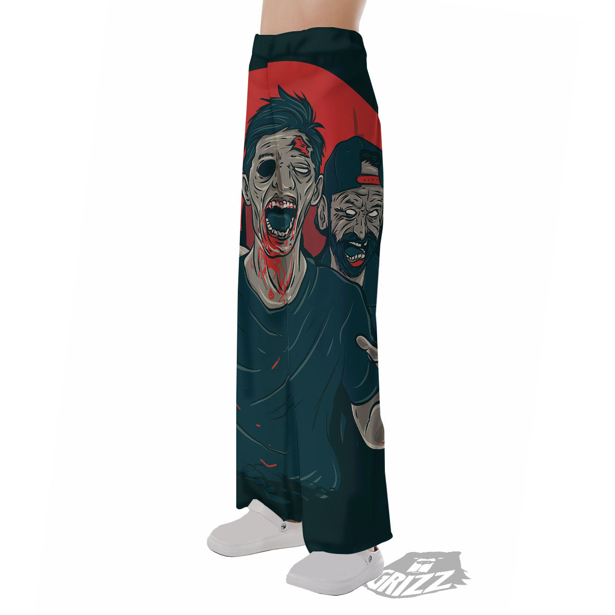 Zombie Crowd Halloween Print Pajama Pants-grizzshop