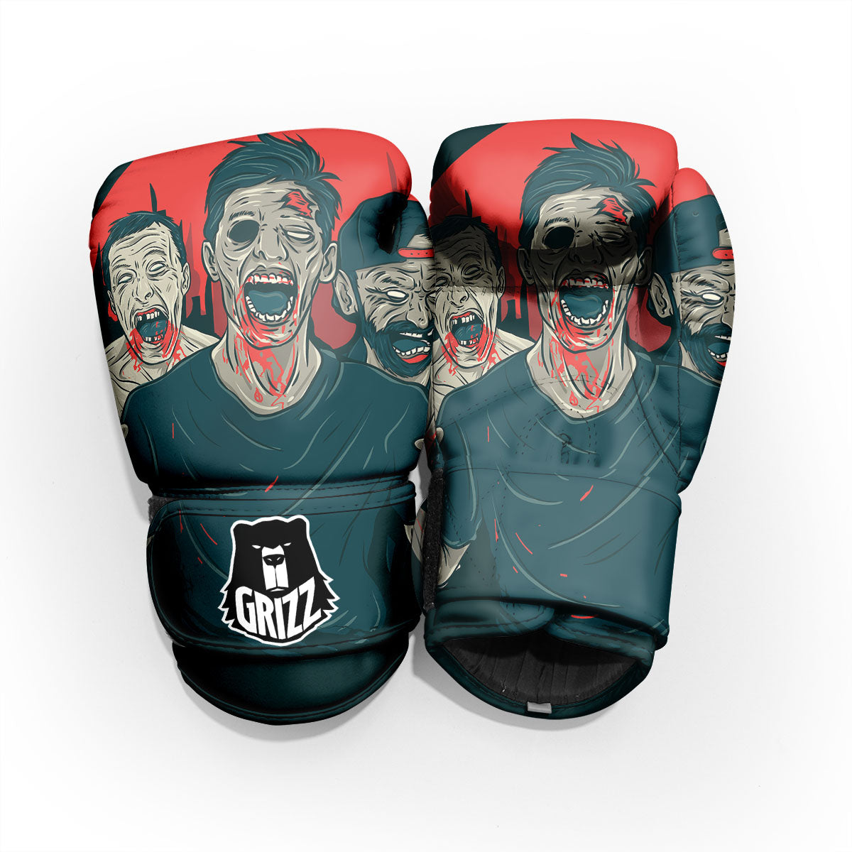 Zombie Crowd Halloween Print Pro Boxing Glove
