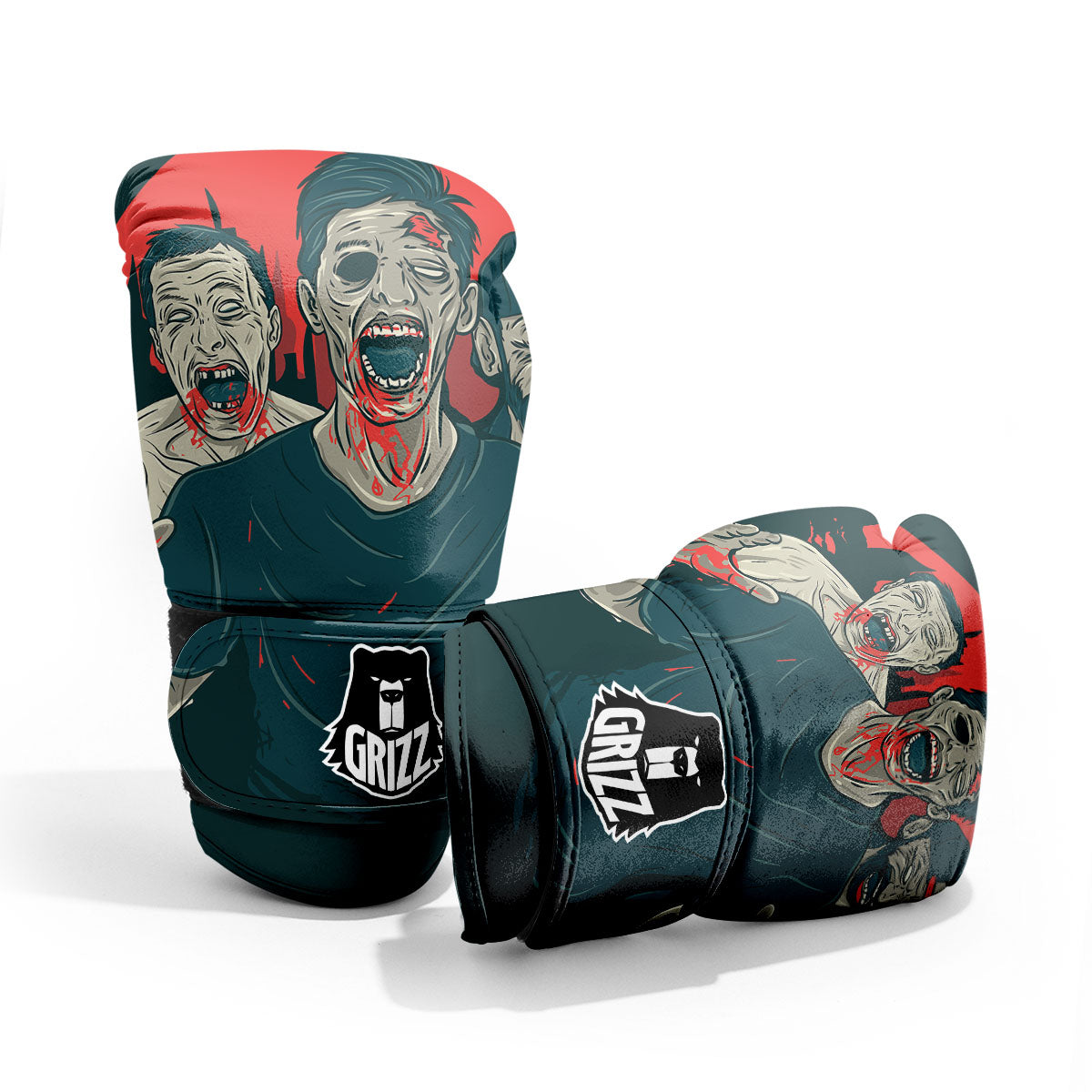 Zombie Crowd Halloween Print Pro Boxing Glove