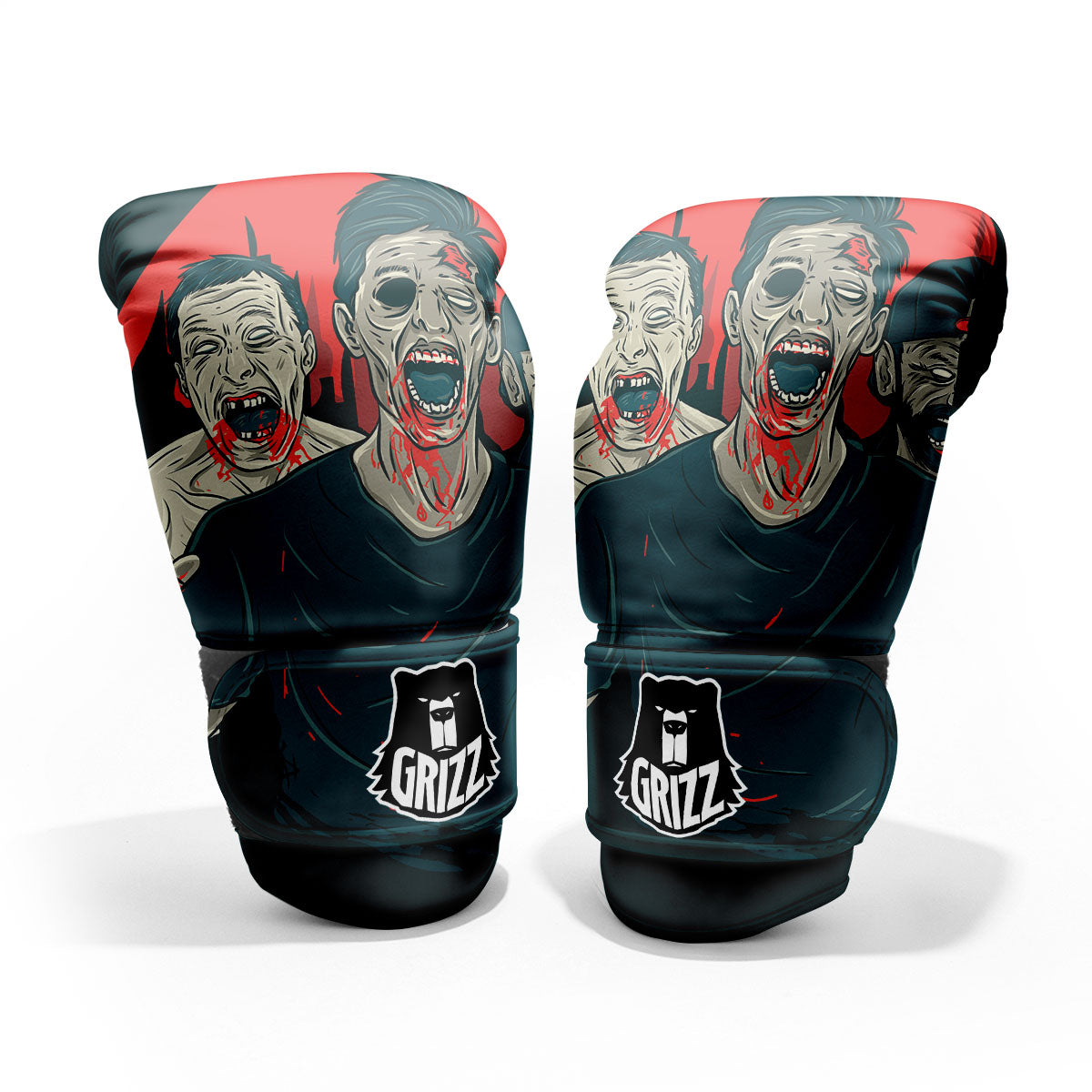 Zombie Crowd Halloween Print Pro Boxing Glove