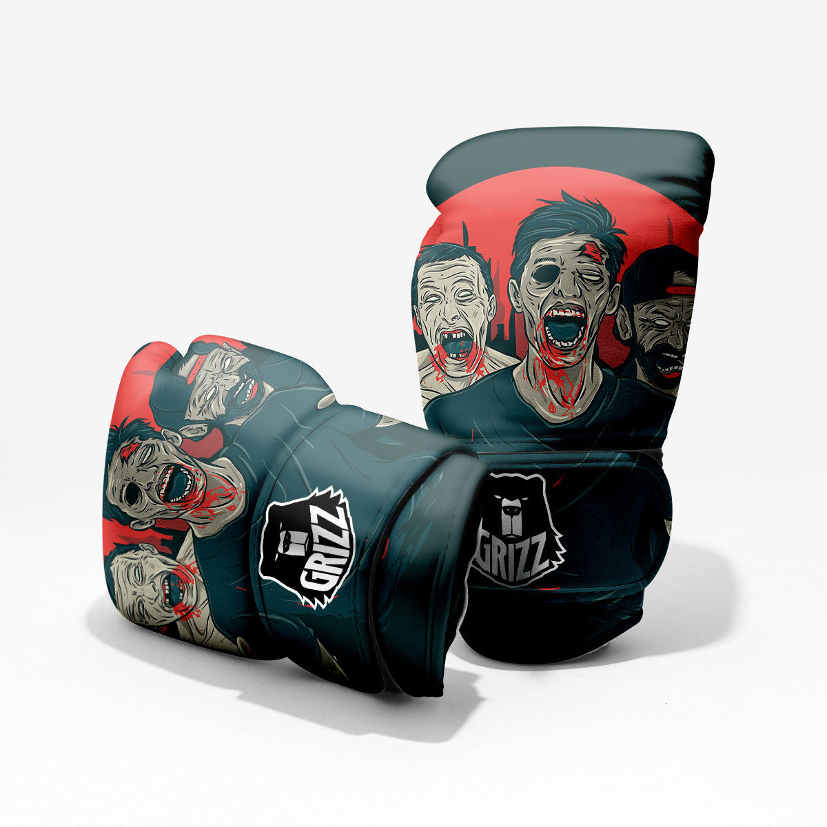 Zombie Crowd Halloween Print Pro Boxing Glove
