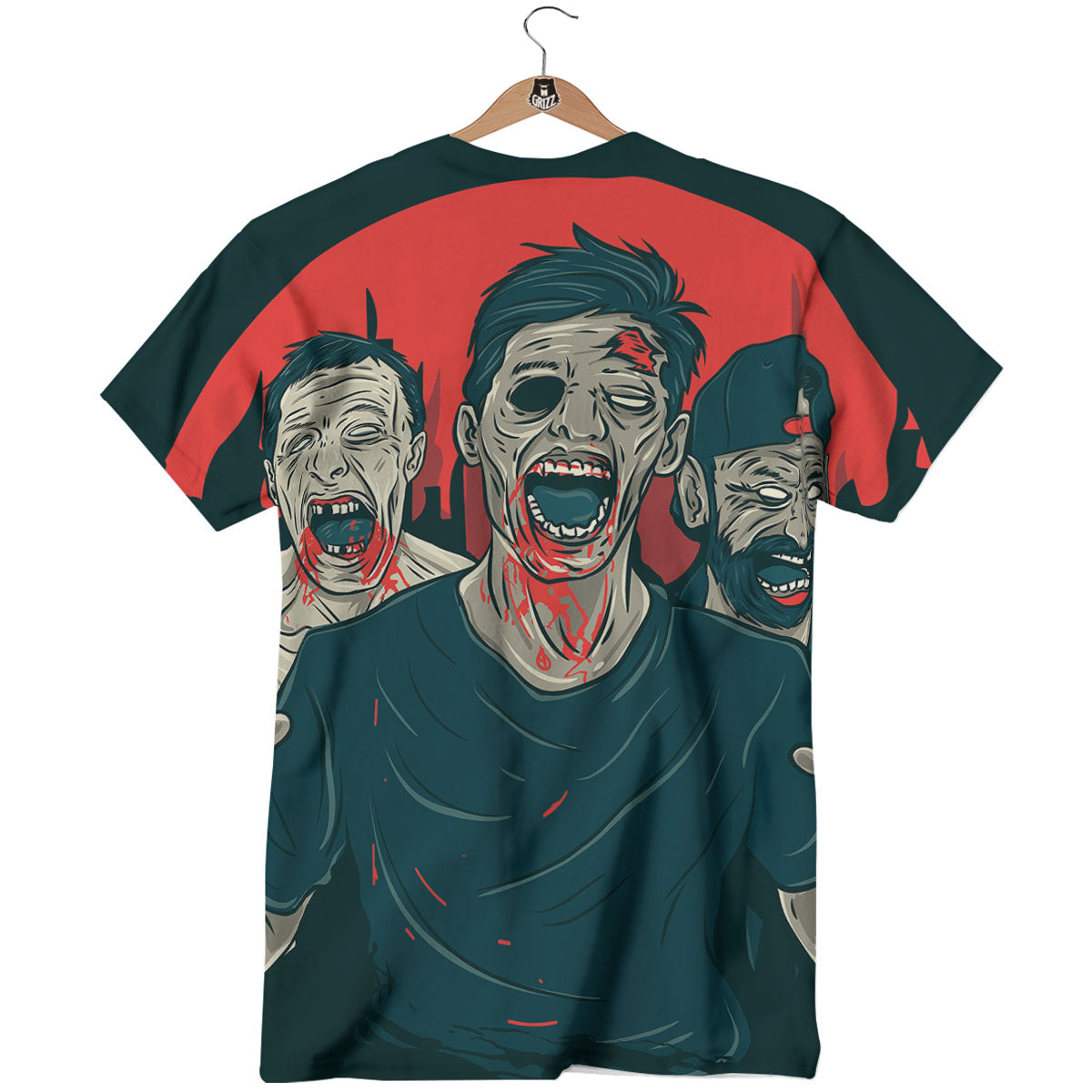 Zombie Crowd Halloween Print T-Shirt-grizzshop