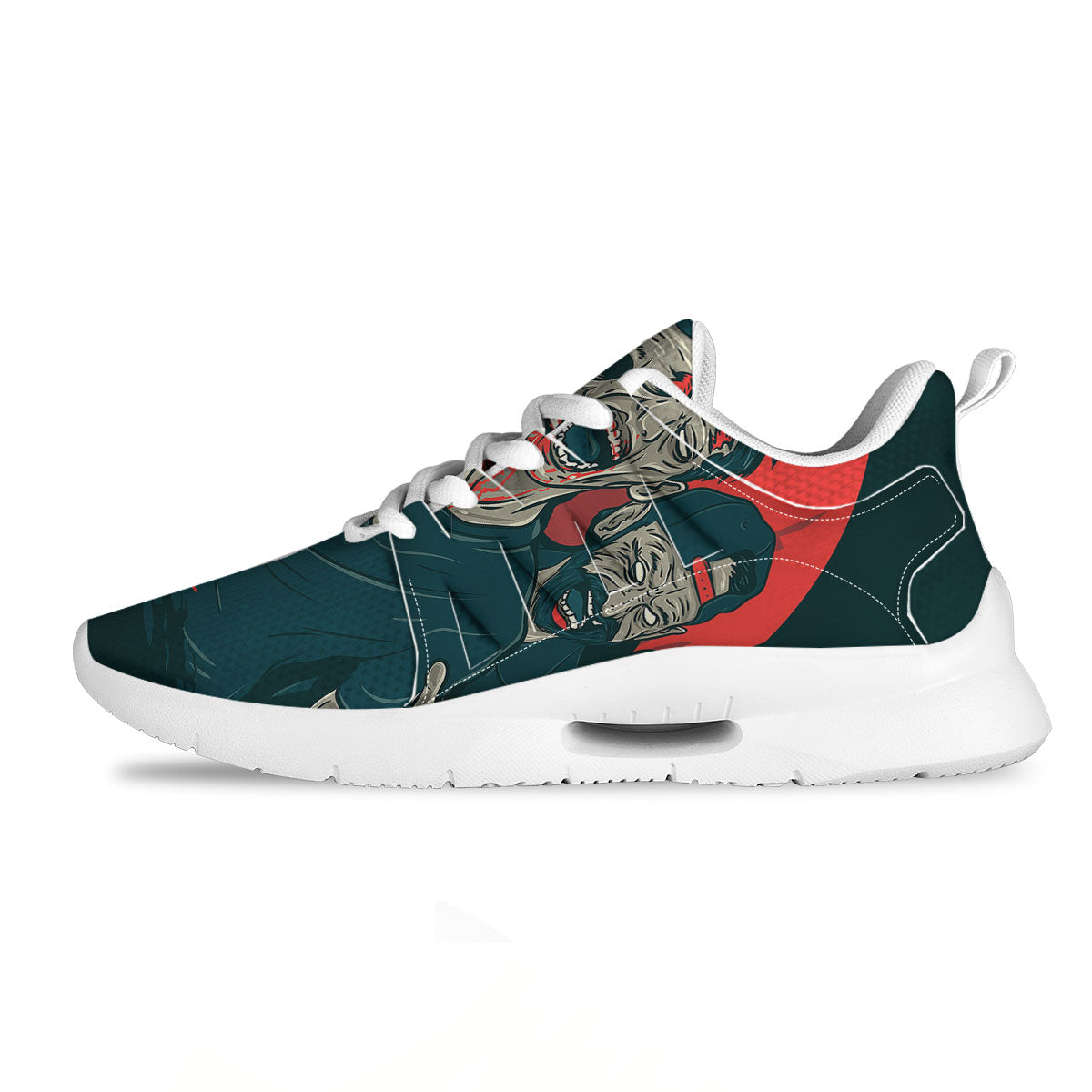 Zombie Crowd Halloween Print Tennis Shoes-grizzshop