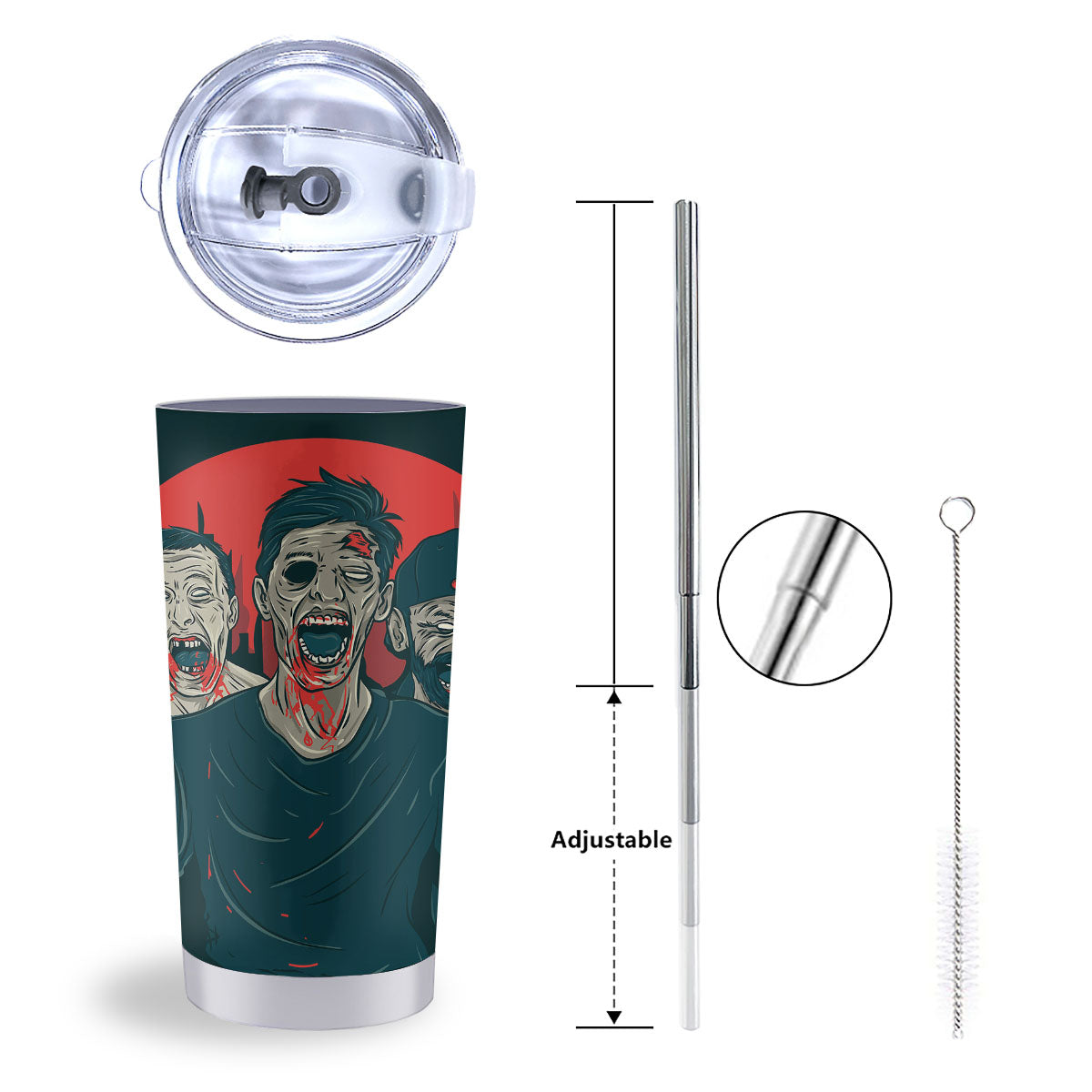 Zombie Crowd Halloween Print Tumbler-grizzshop