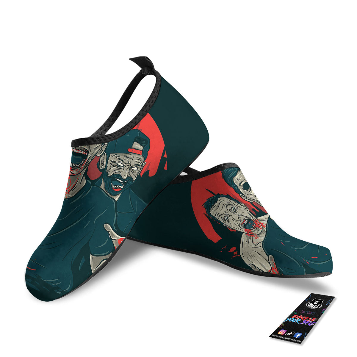 Zombie Crowd Halloween Print Water Shoes-grizzshop