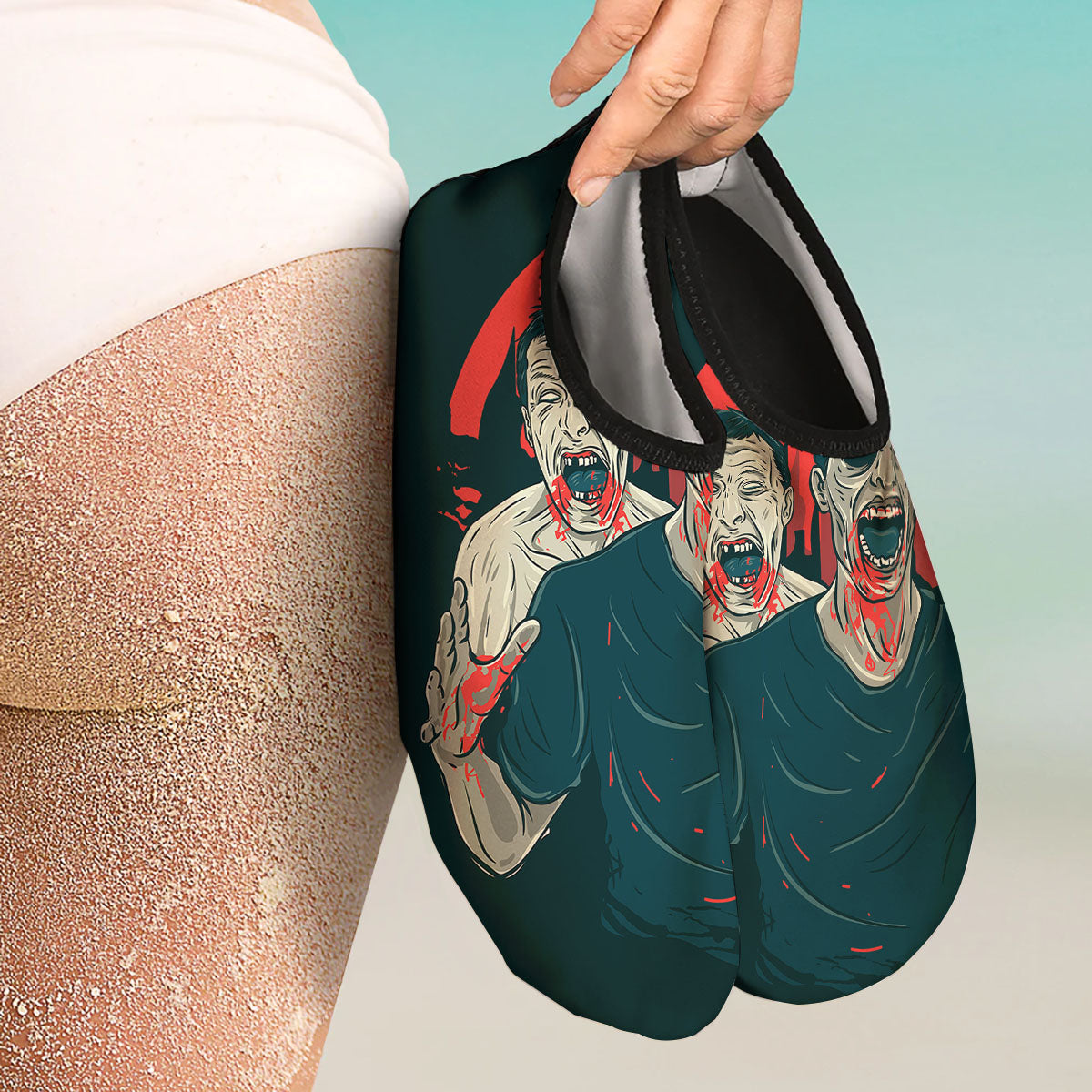 Zombie Crowd Halloween Print Water Shoes-grizzshop