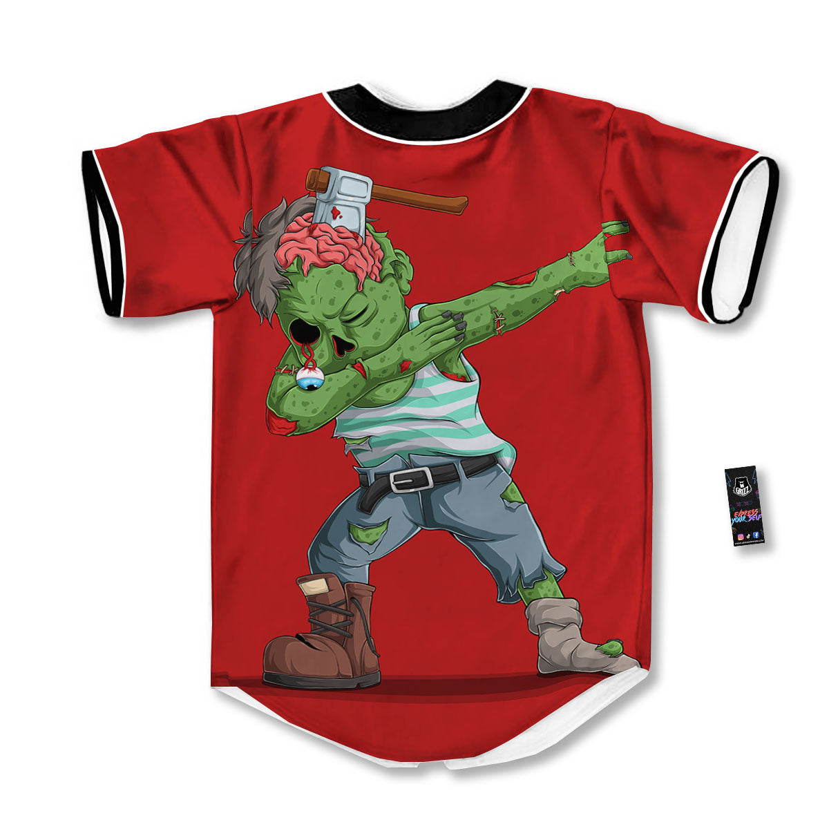 Zombie Dap Print Baseball Jersey-grizzshop