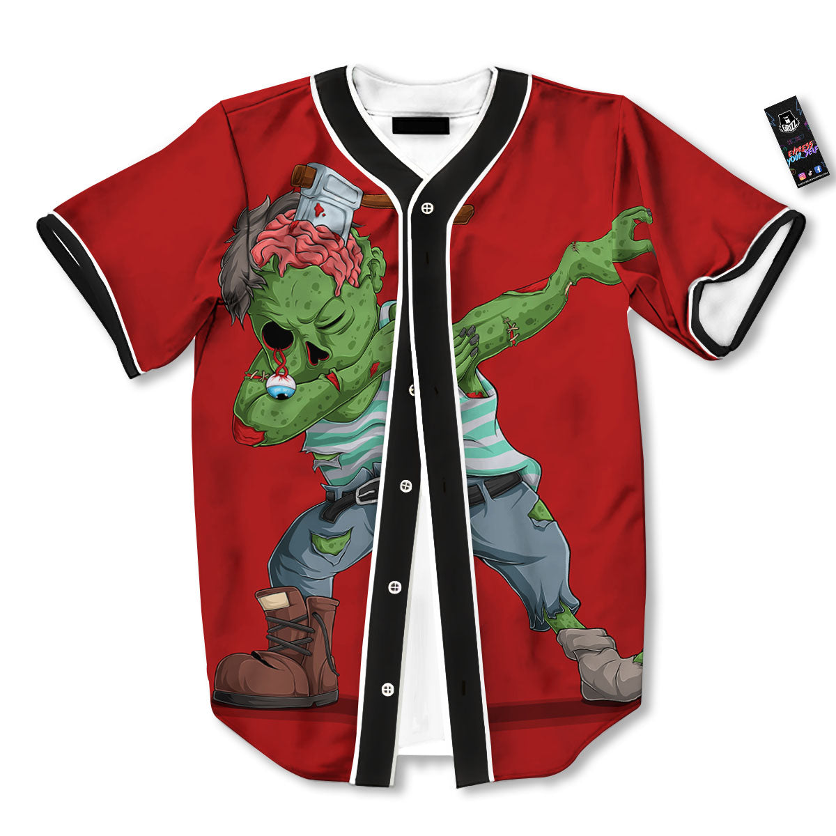 Zombie Dap Print Baseball Jersey-grizzshop