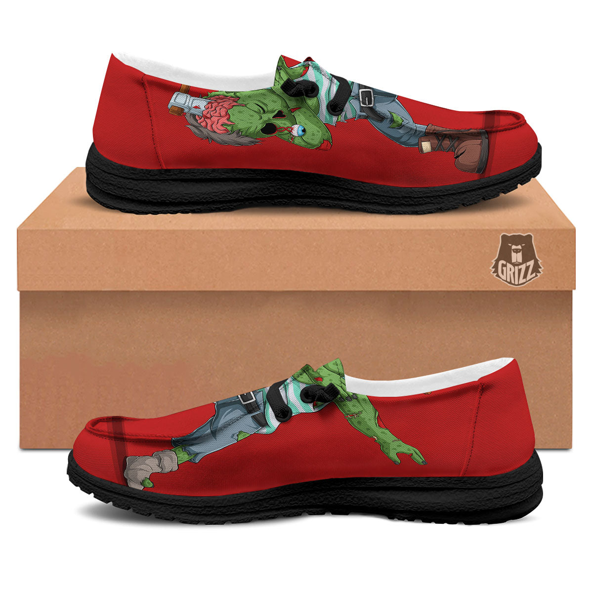 Zombie Dap Print Black Loafers-grizzshop