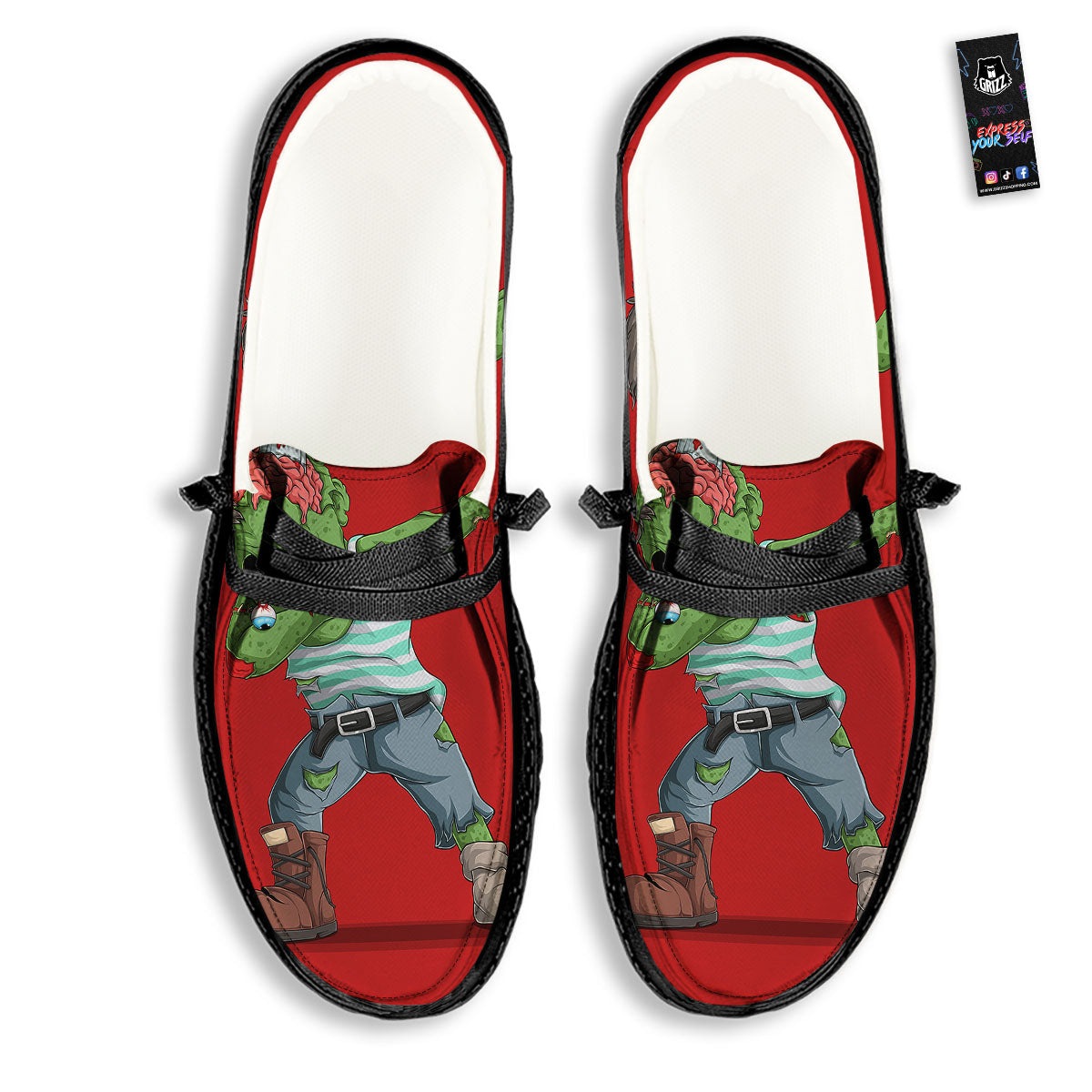 Zombie Dap Print Black Loafers-grizzshop