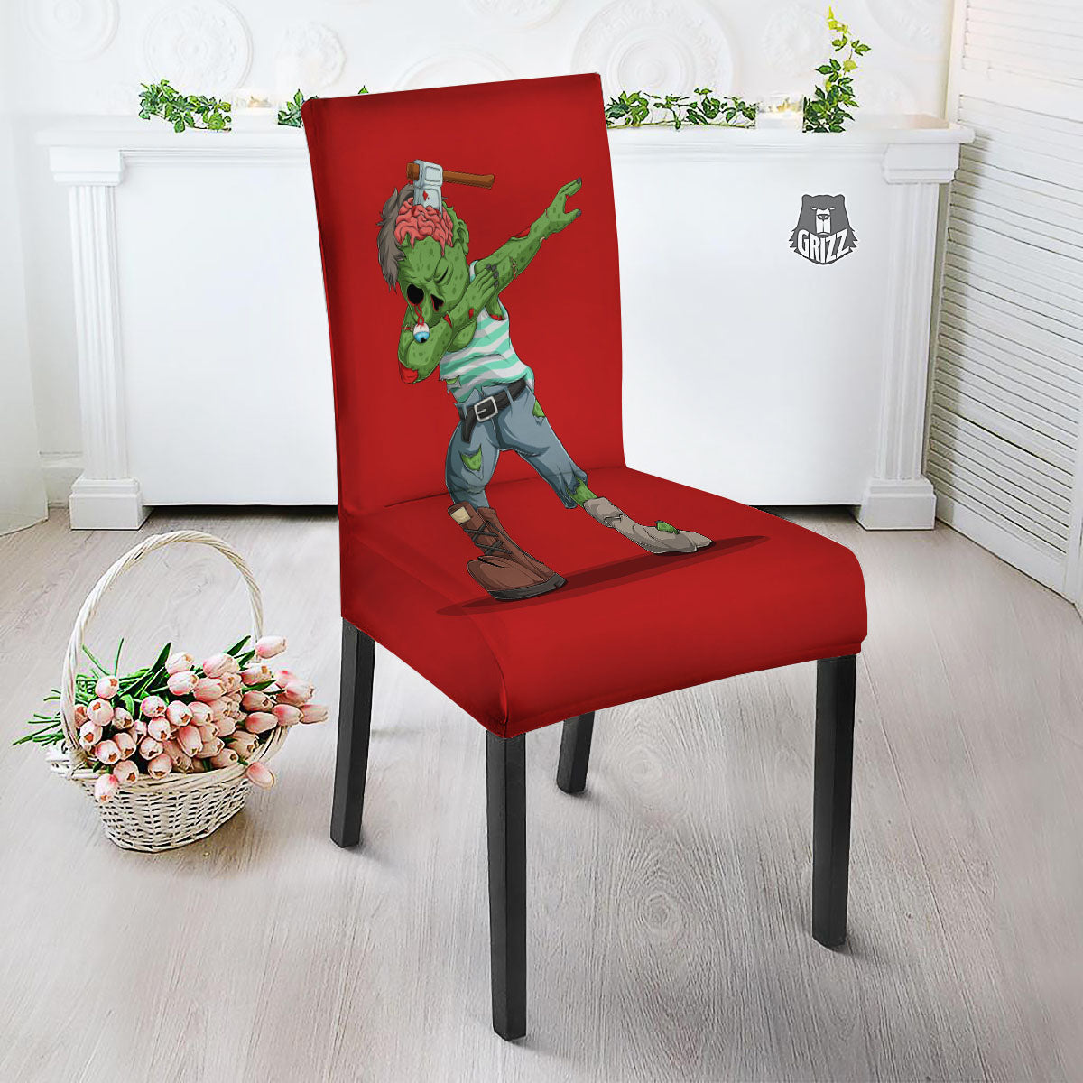 Zombie Dap Print Dining Chair Slipcover-grizzshop