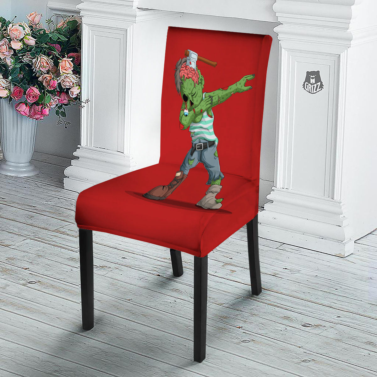 Zombie Dap Print Dining Chair Slipcover-grizzshop