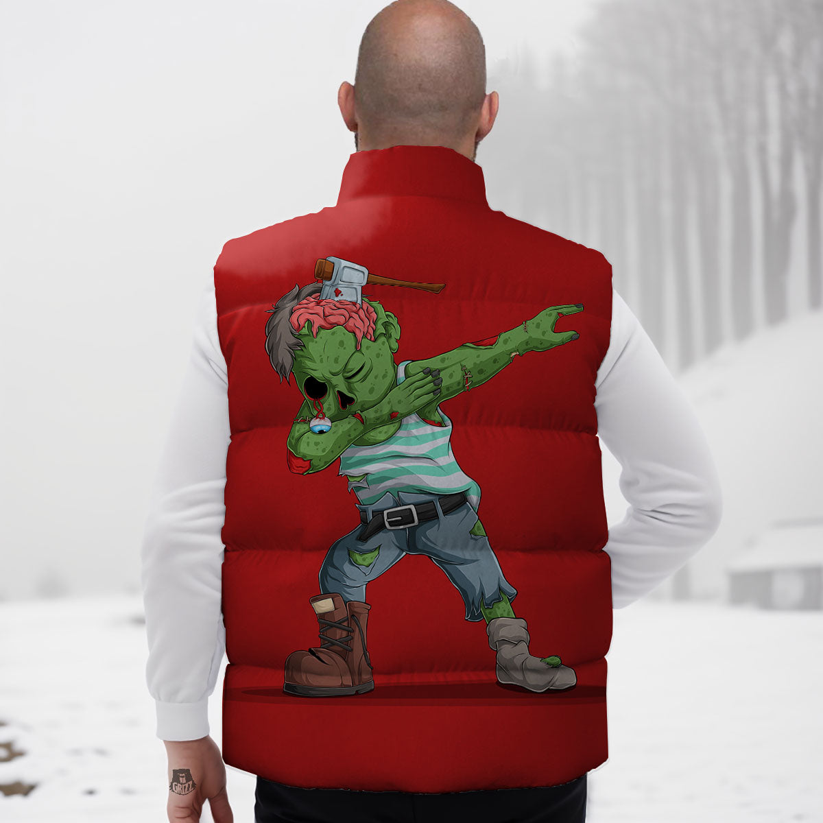 Zombie Dap Print Down Vest-grizzshop