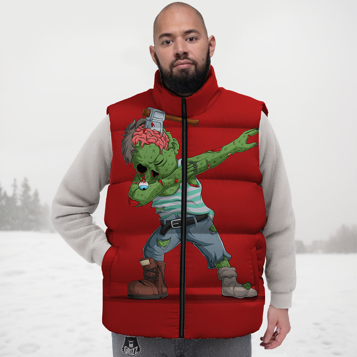 Zombie Dap Print Down Vest-grizzshop