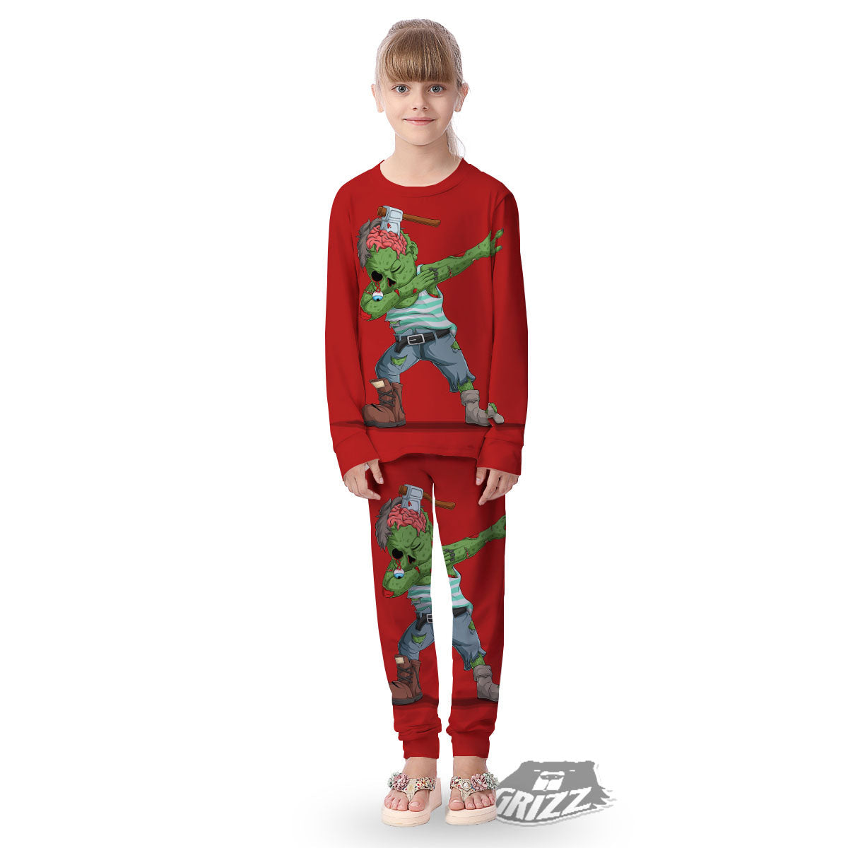Zombie Dap Print Kid's Pajamas-grizzshop