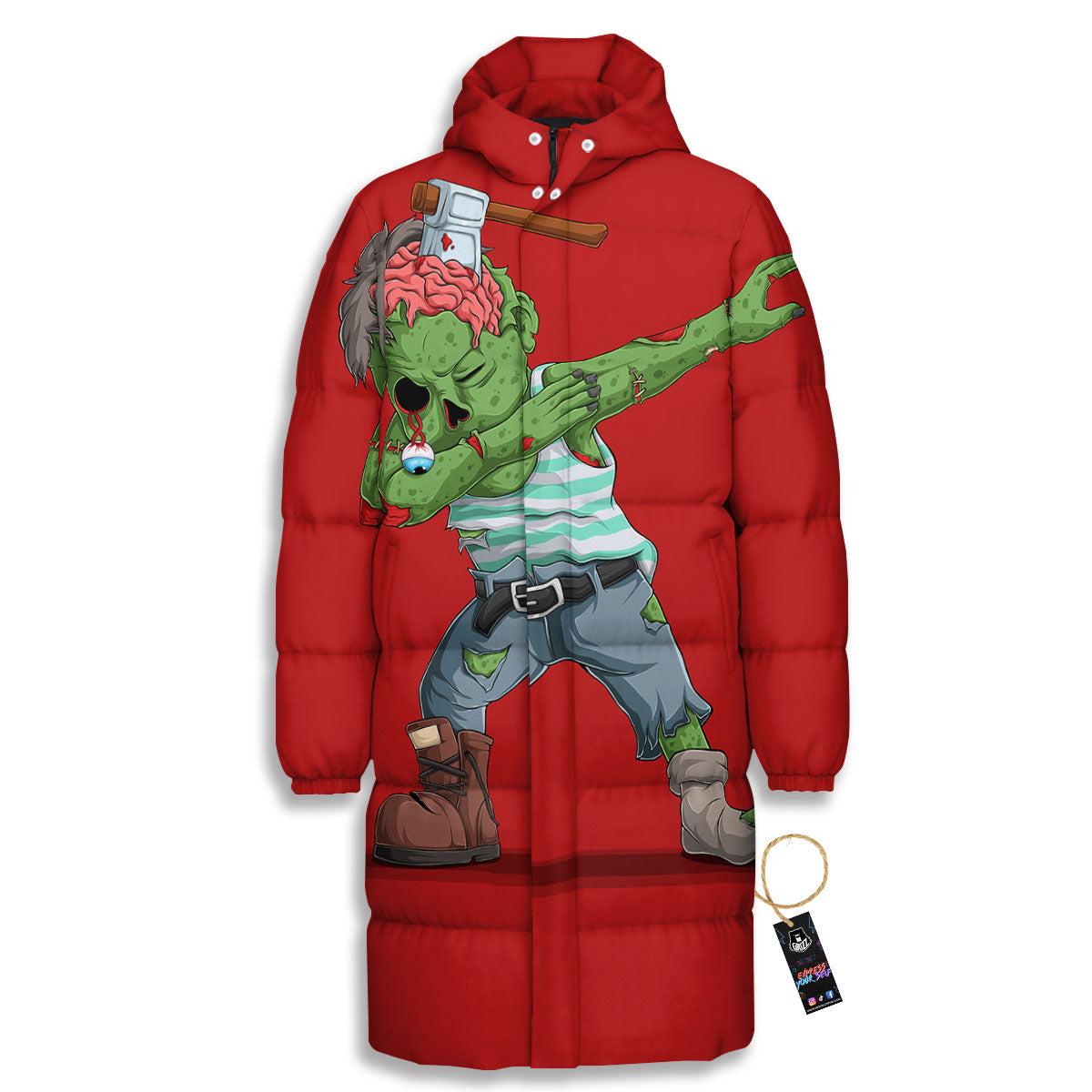 Zombie Dap Print Long Down Jacket-grizzshop