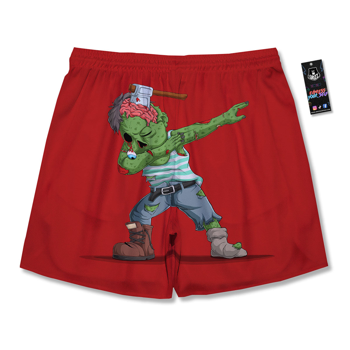 Zombie Dap Print Men's Running Shorts-grizzshop