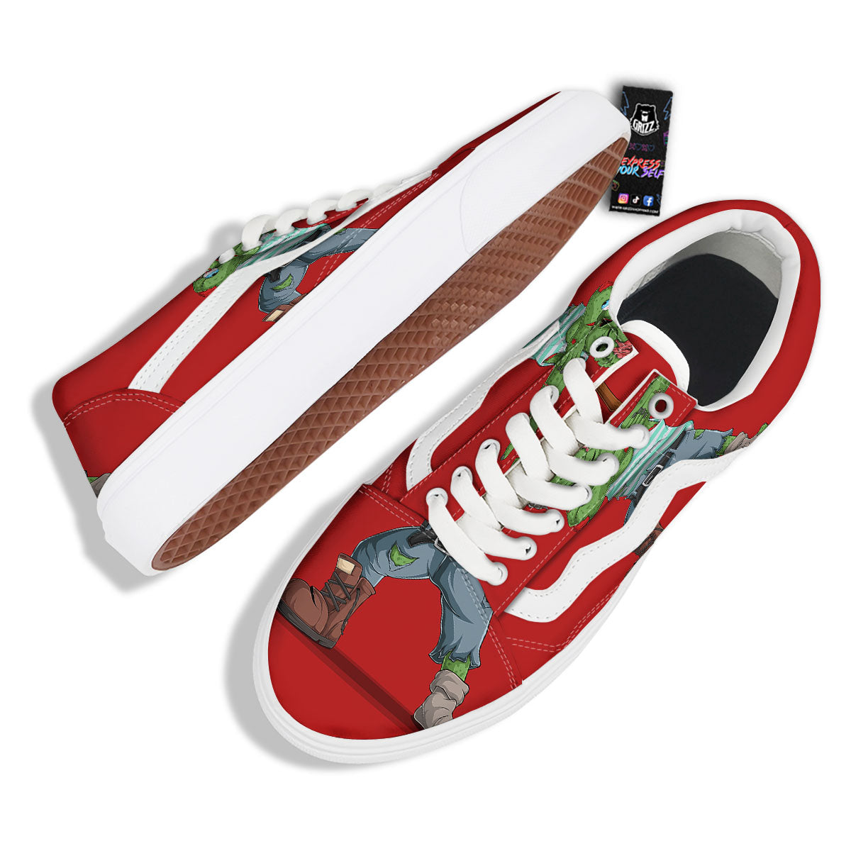 Zombie Dap Print Skate Shoes-grizzshop